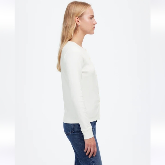 Madewell Ribbed Button-Front Cardigan white XS $55 - Picture 3 of 11